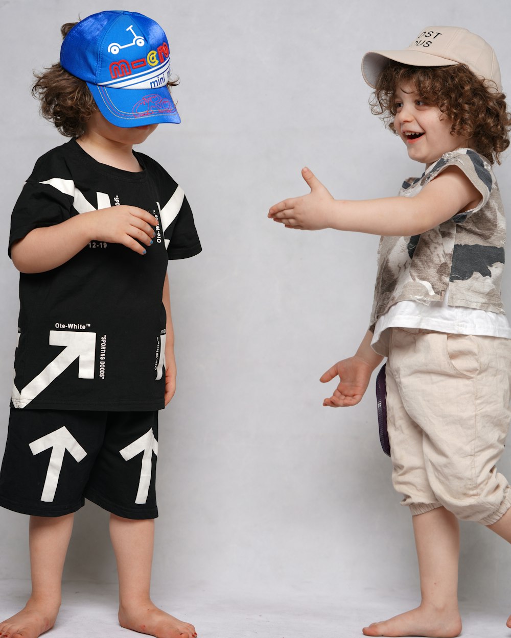Tee and shorts set in black and white