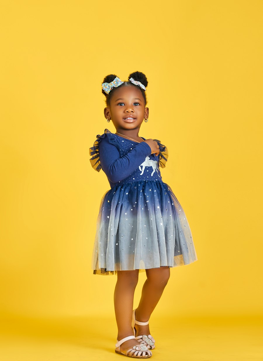 Girl in a blue starry dress